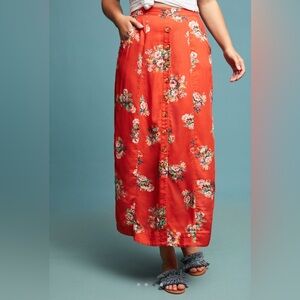 NWOT Anthropologie Maeve Claudette Maxi Skirt (Red Motif) // Size 16